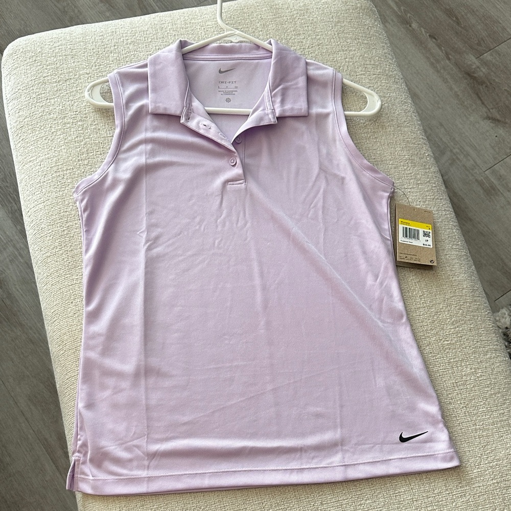 Nike Women's Light Purple Sleeveless Polo Top